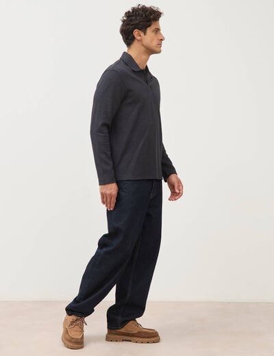 Polo manches longues noir homme
