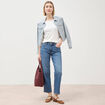 Pull col rond manches longues blanc femme