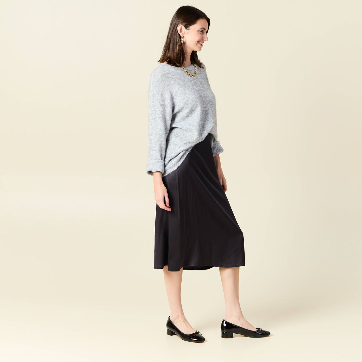 Pull manches longues bleu ciel femme