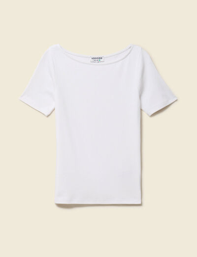 T-shirt ajust&eacute; manches courtes blanc femme