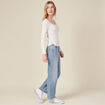 T-shirt manches longues côtelé ecru femme