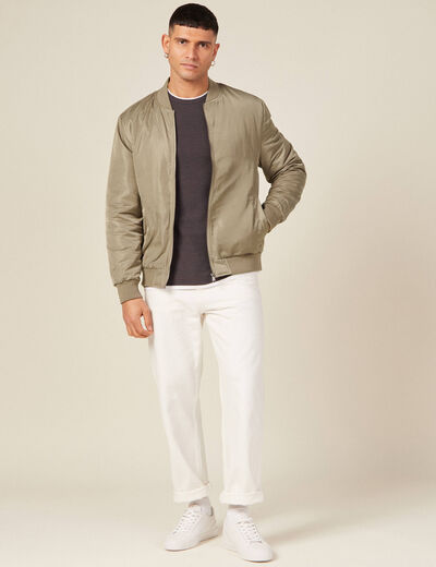 Bomber court manches longues doubl&eacute; taupe homme