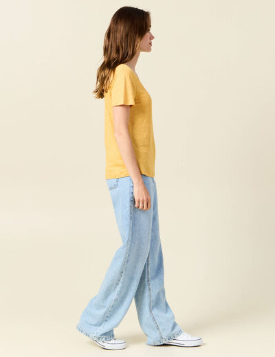 T-shirt en lin jaune femme