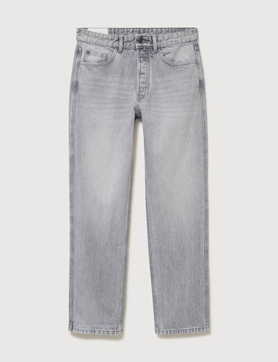 Jeans large longueur 34 en coton denim snow gris homme