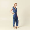 Combinaison salopette manches courtes bleu femme