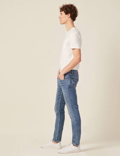Jeans homme slim effet used denim double stone homme