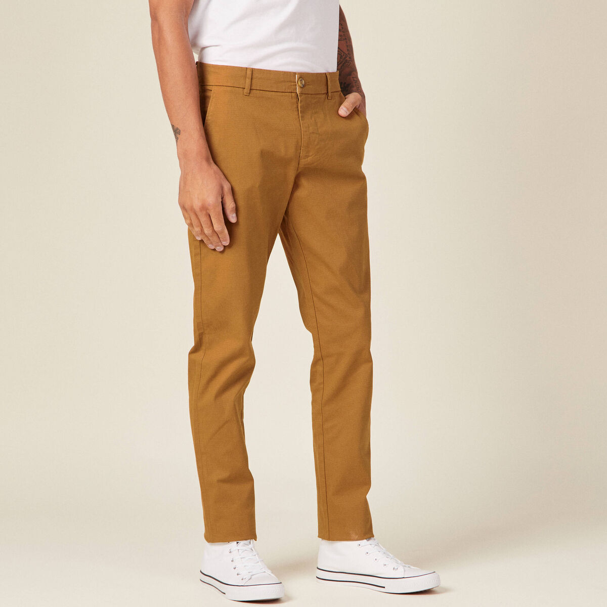 Pantalon slim Instinct chino marron homme