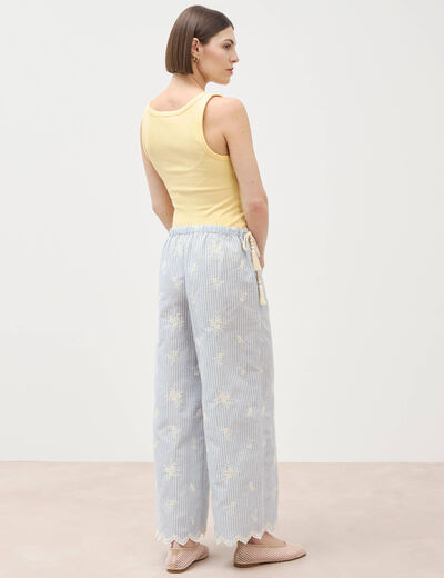 Pantalon loose taille standard bleu clair femme