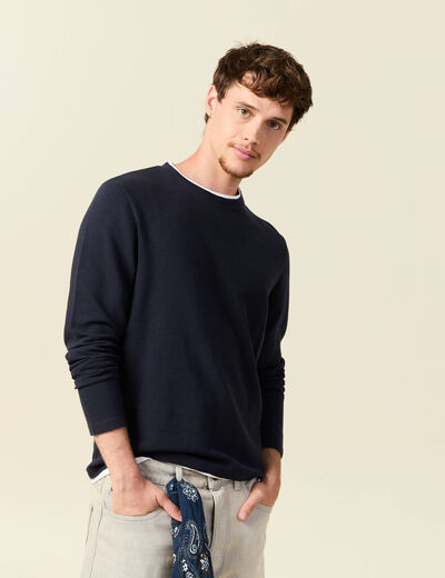 T-shirt manches longues bleu marine homme