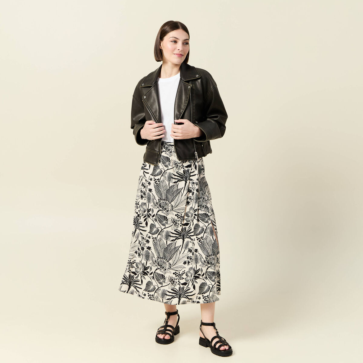 Jupe fluide taille standard blanc femme