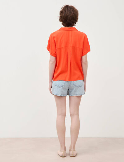 Chemise manches courtes orange fonc&eacute; femme