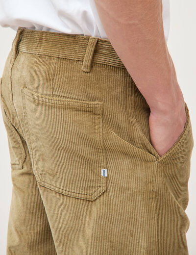 Pantalon droit en velours longueur 32 vert kaki homme