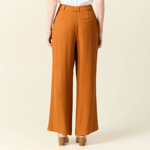 Pantalon large fluide marron femme