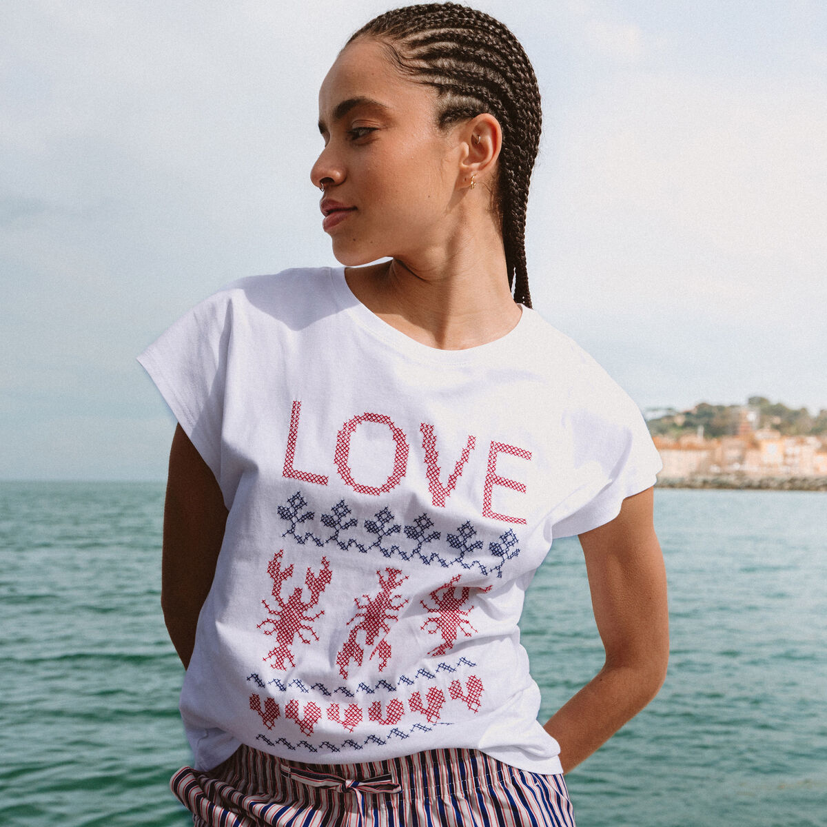 T-shirt en coton blanc femme