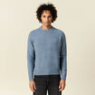 Pull manches longues col rond bleu gris homme