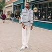 Doudoune sans manches en jean denim bleach homme