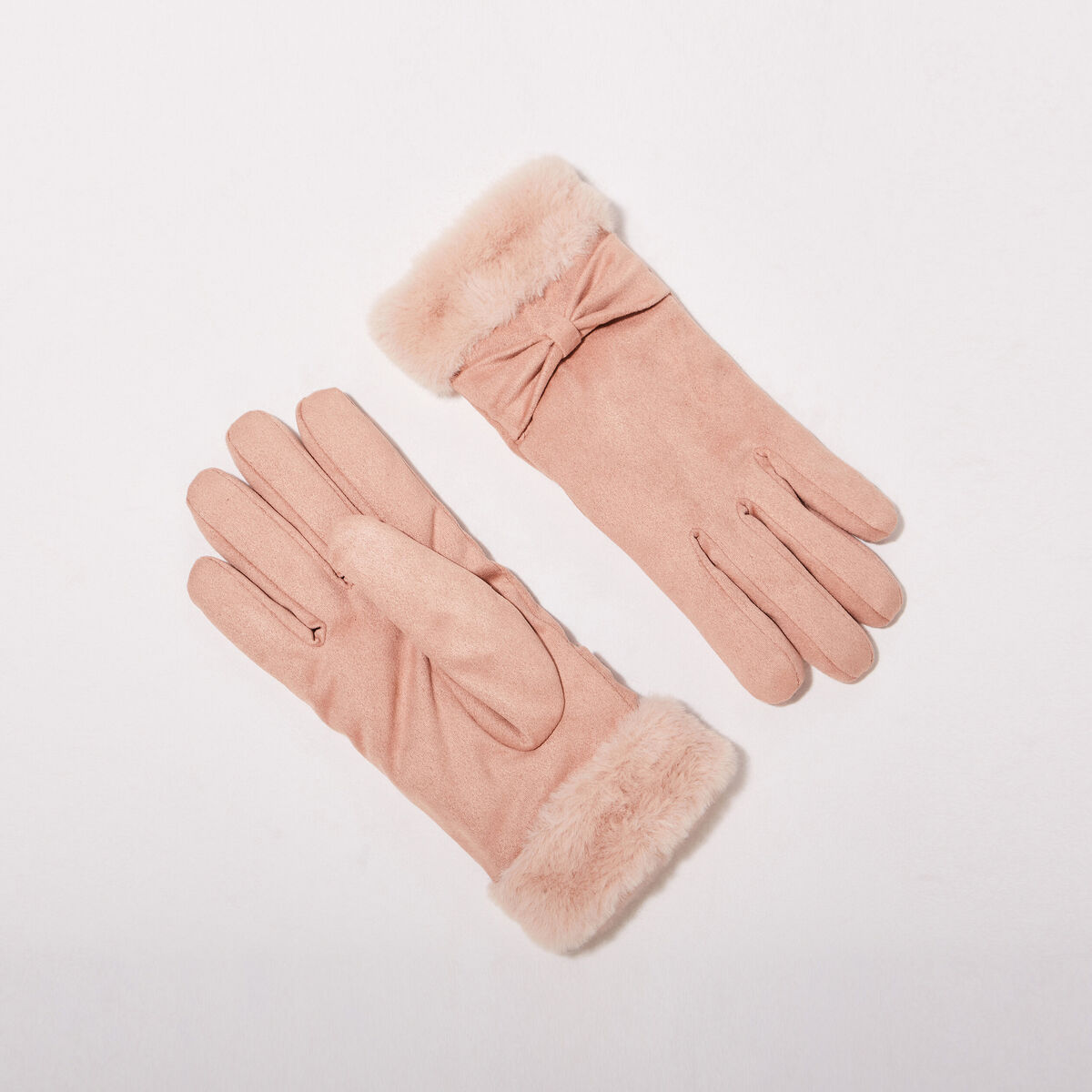 Gants avec noeuds marron clair femme