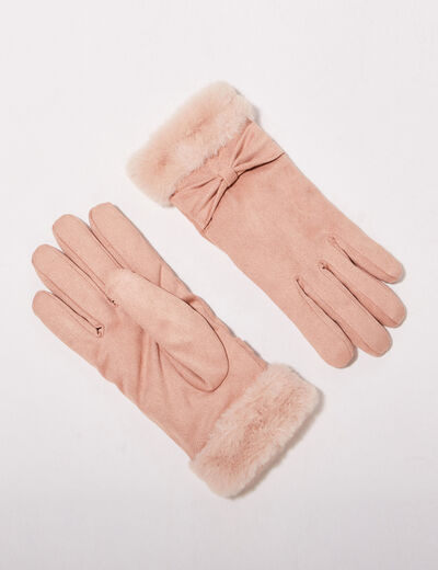 Gants avec noeuds marron clair femme