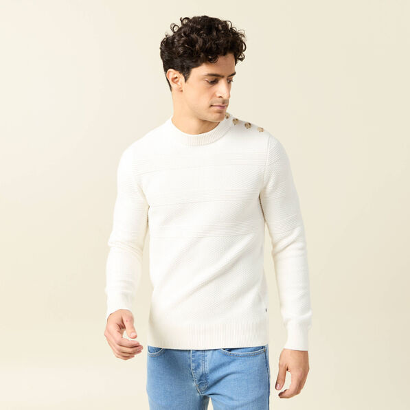 Pull manches longues ecru homme
