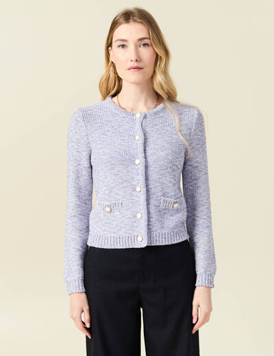 Gilet manches longues col rond bleu marine femme