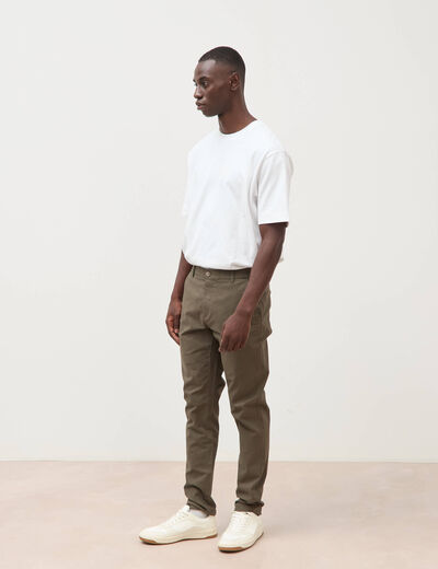 Pantalon chino slim taupe homme