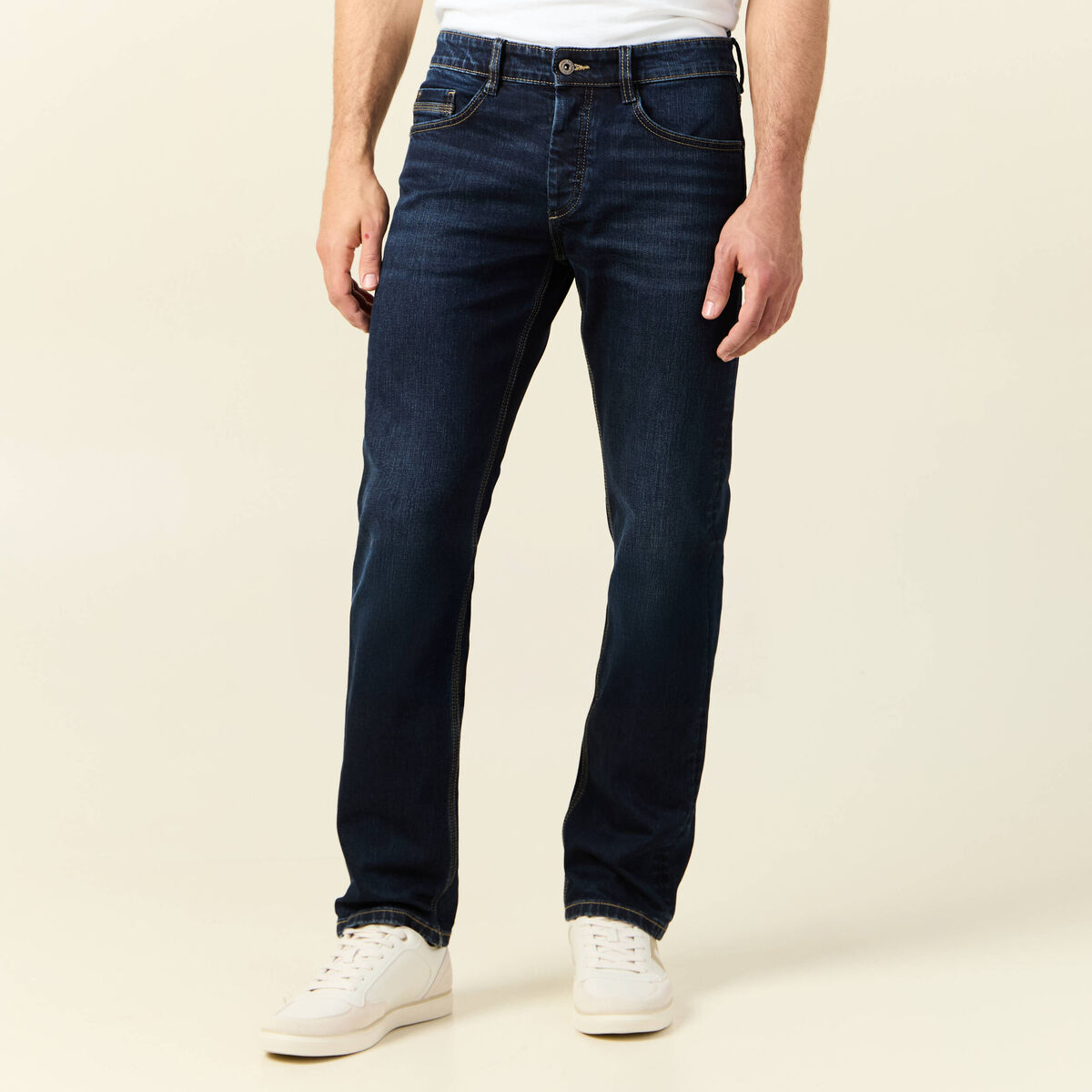Jeans regular longueur 34 denim brut homme