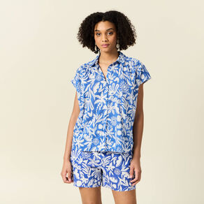 Blouse manches courtes bleu femme