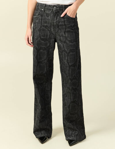 Pantalon wide large taille haute gris fonc&eacute; femme