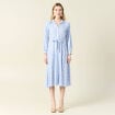 Robe longue évasée ceinturée bleu ciel femme