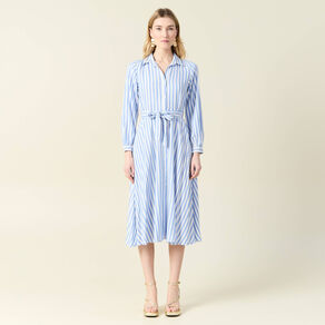 robe longue evasee ceinturee bleu ciel femme Robe longue évasée ceinturée bleu ciel femme