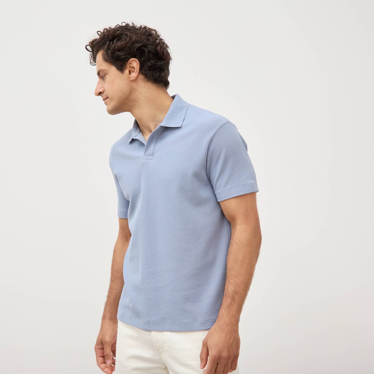 Polo manches courtes bleu gris homme