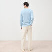 Pull col rond manches longues en coton bleu ciel homme
