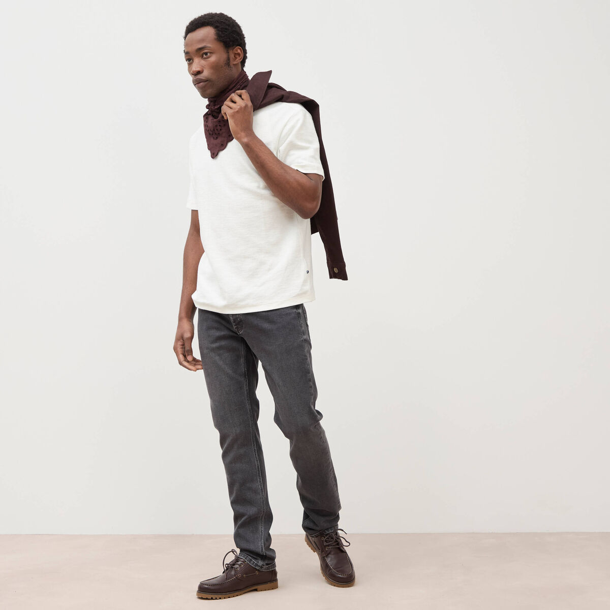 Jeans straight 5 poches denim gris homme