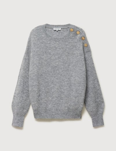 Pull droit col rond manches longues gris femme