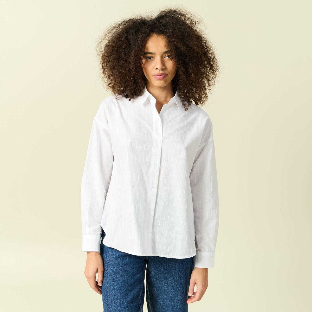 Chemise oversize en coton ecru femme