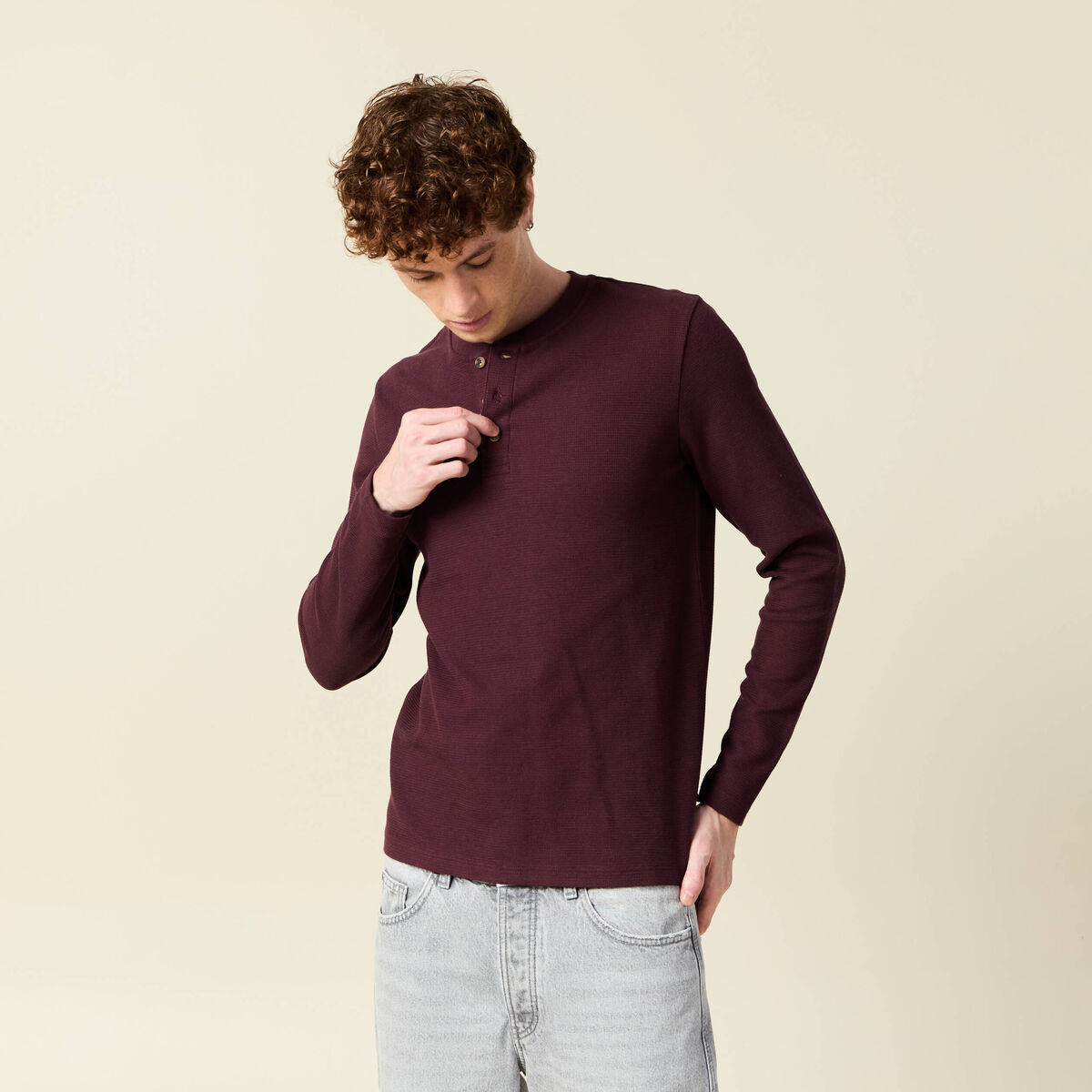 T-shirt manches longues bordeaux homme