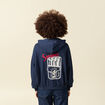 Sweat oversize &agrave; capuche en coton bleu marine femme