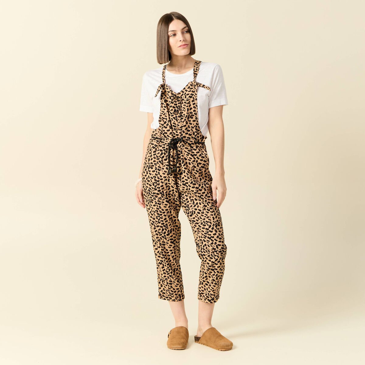 Salopette droite 7/8ème camel femme