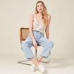 Pull débardeur bretelles ecru femme