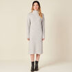 Robe pull longue col roulé gris femme