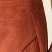 Jupe droite suédine marron cognac femme