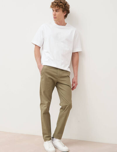 Pantalon chino slim vert kaki homme