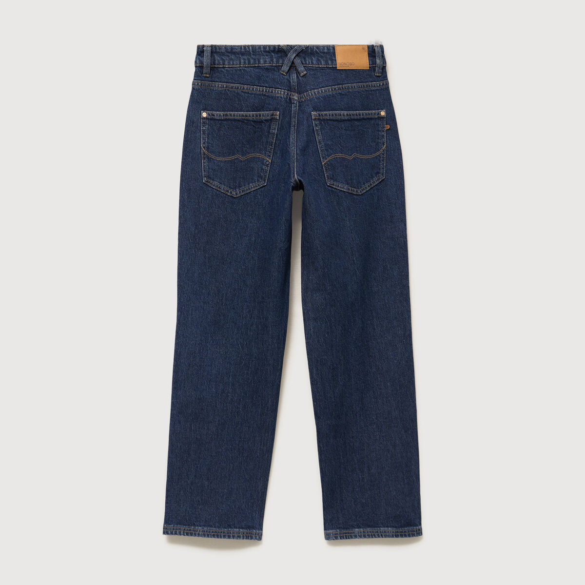 Jeans straight 7/8&egrave;me taille haute denim brut femme