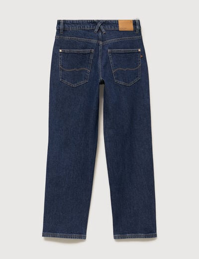 Jeans straight 7/8&egrave;me taille haute denim brut femme