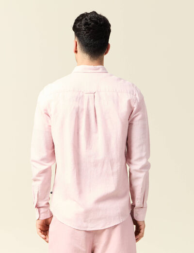 Chemise manches longues rose pastel homme