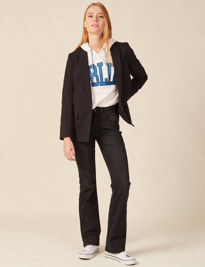 Jeans bootcut détails tressés denim noir femme