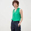 Top sans manches col tailleur vert femme