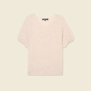 Pull manches courtes creme femme