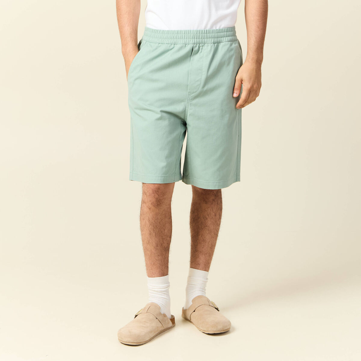 Bermuda droit vert olive homme
