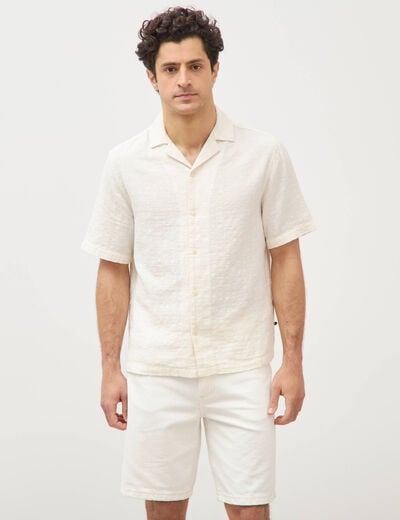 Col boyfriend manches courtes en coton ecru homme